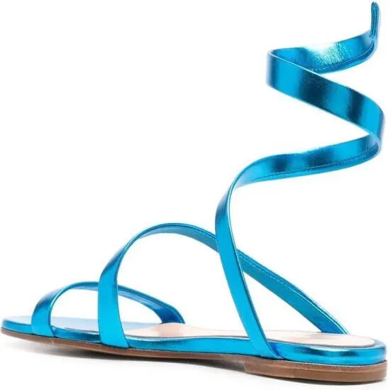 Gianvito Rossi metallic wrap-around sandals Blue