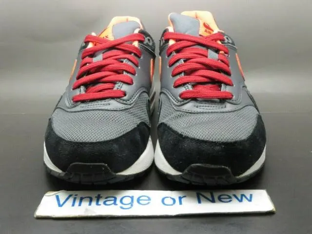 Girls' Nike Air Max 1 Dark Grey Hot Lava Red Running Sho...