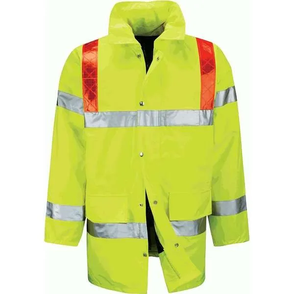 Hi Vis Tor 3/4 Length Jacket With Red Braces | Work & Wear Direct