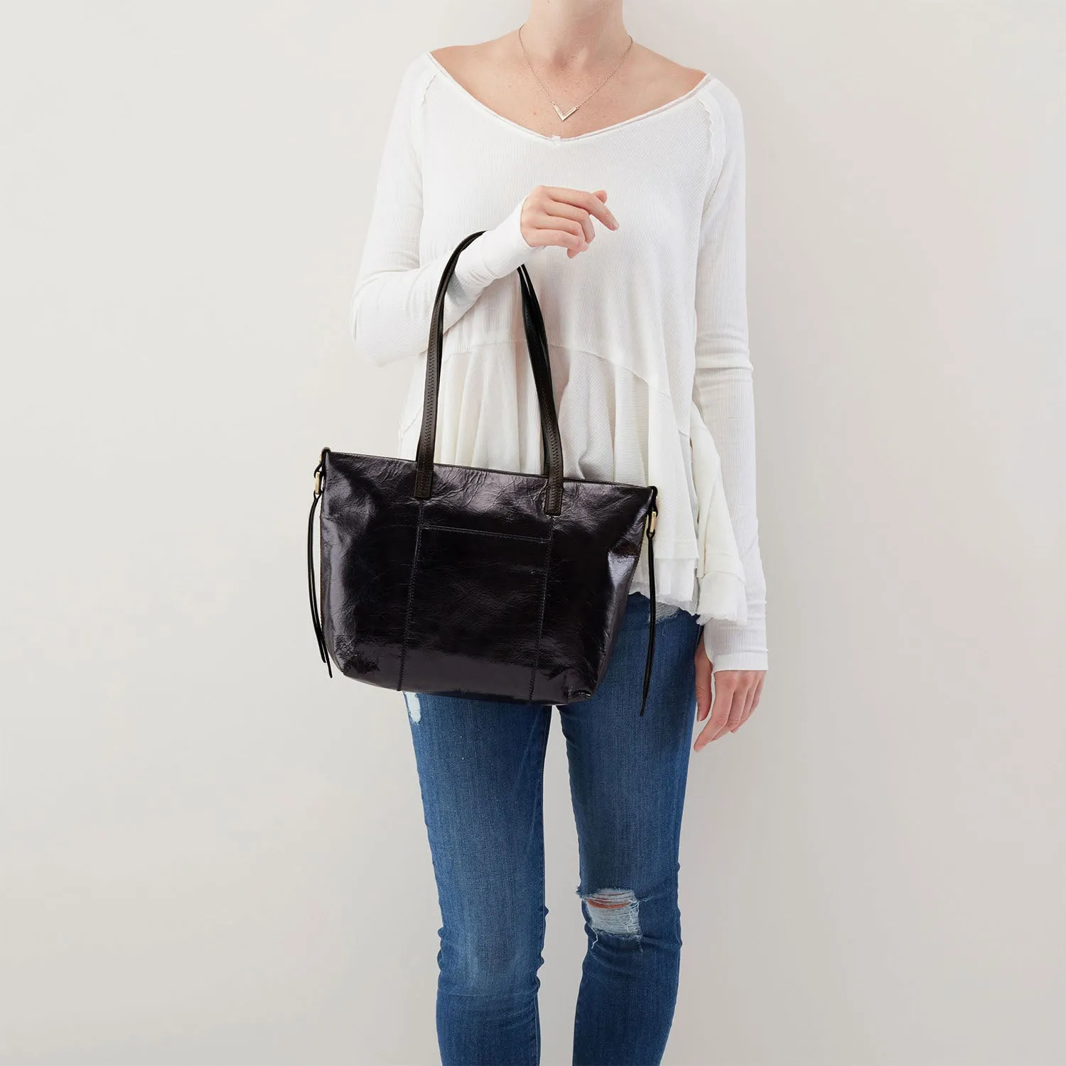 Hobo Cecily Tote Black Polished Leather