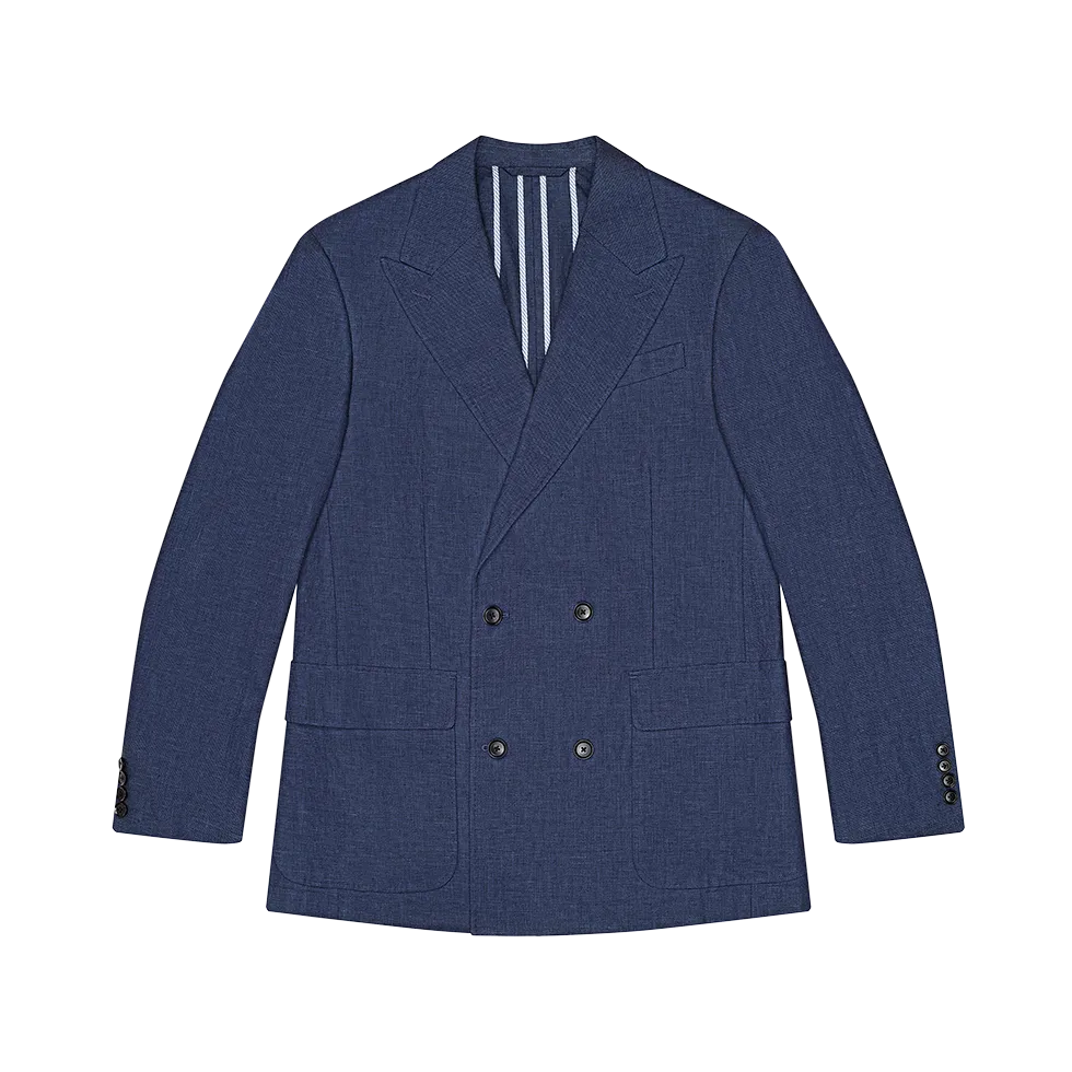 Ink Blue Double Breasted Linen Jacket