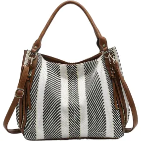 Jen & Co Connar Striped Tote Black/White Synthetic