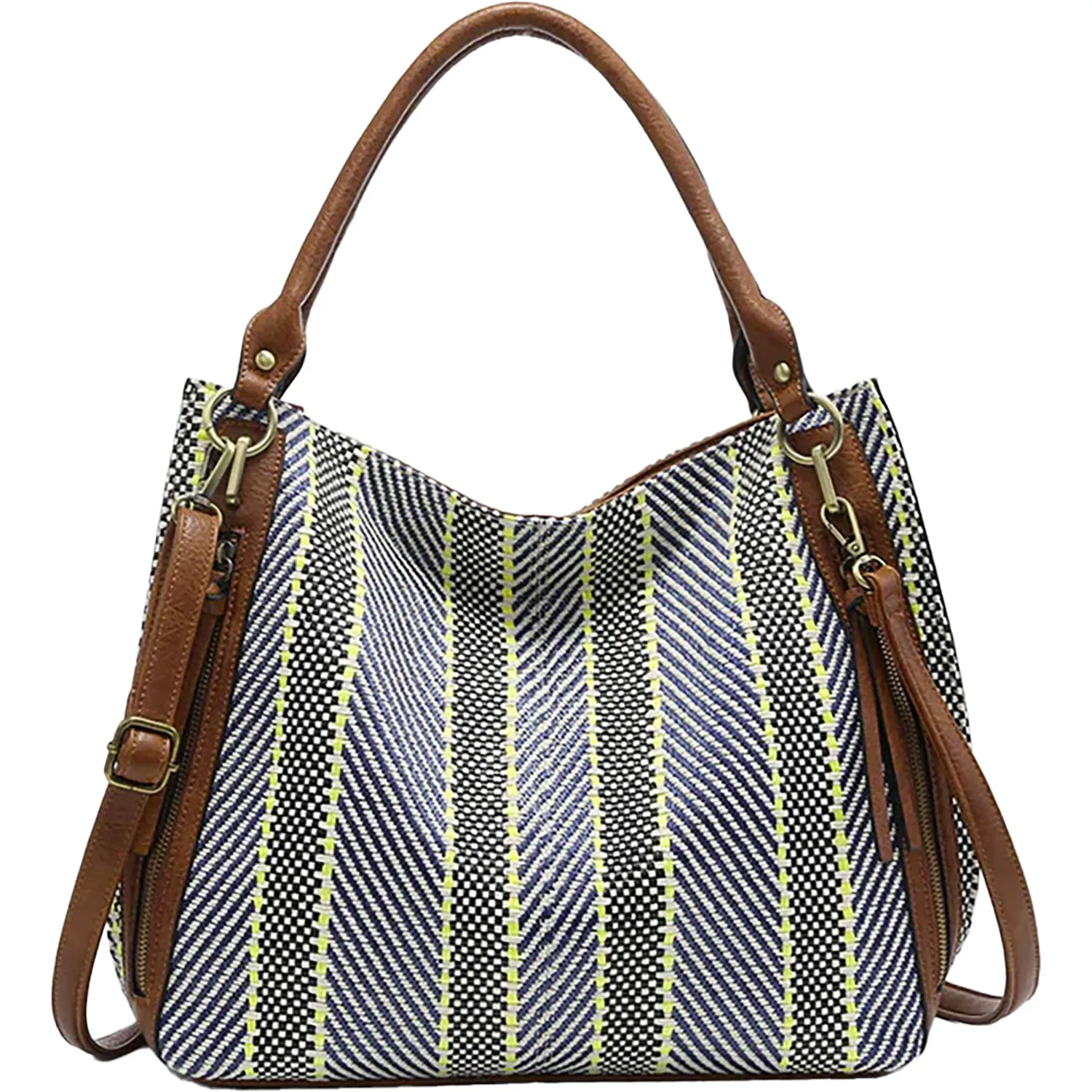 Jen & Co Connar Striped Tote Navy/Blue Synthetic