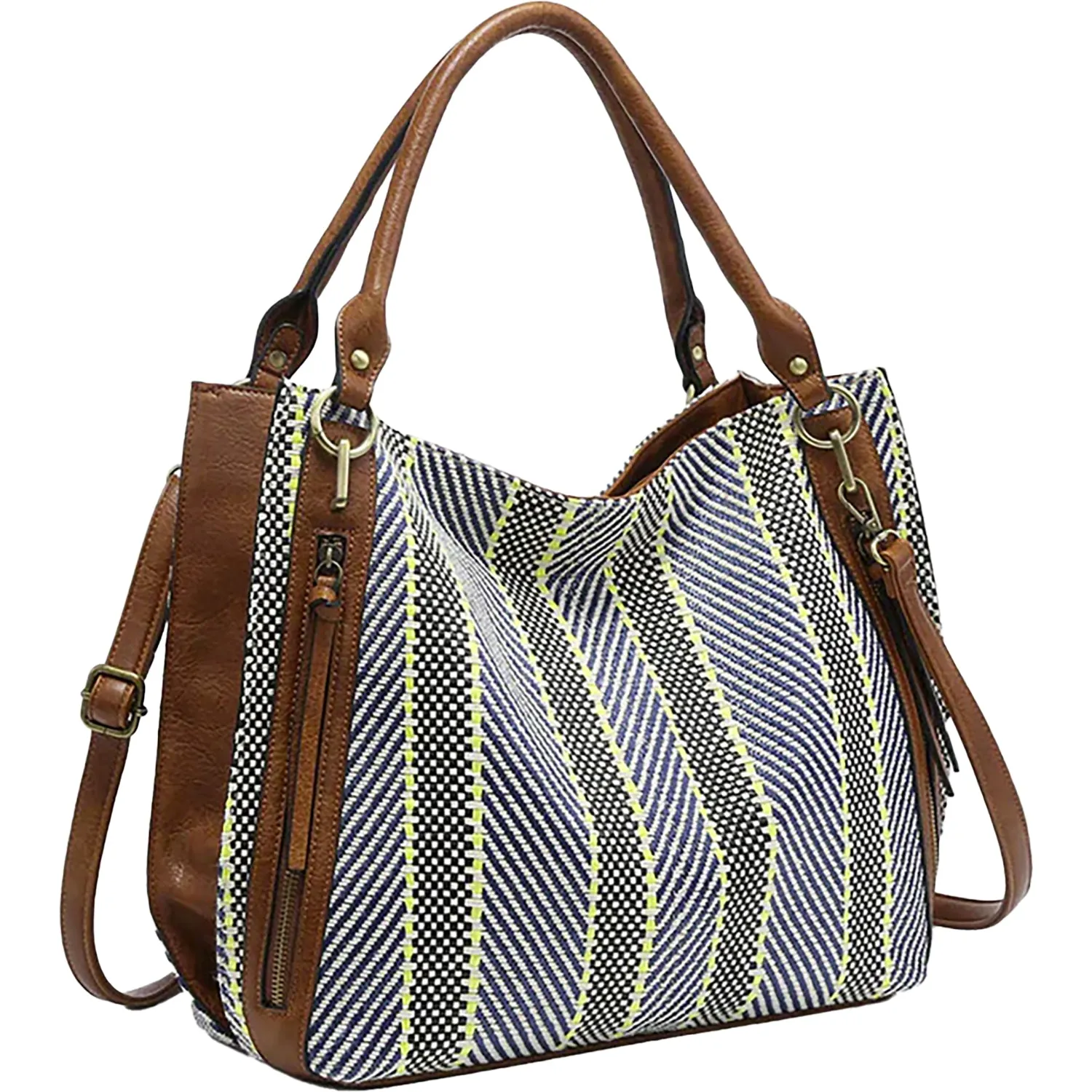 Jen & Co Connar Striped Tote Navy/Blue Synthetic