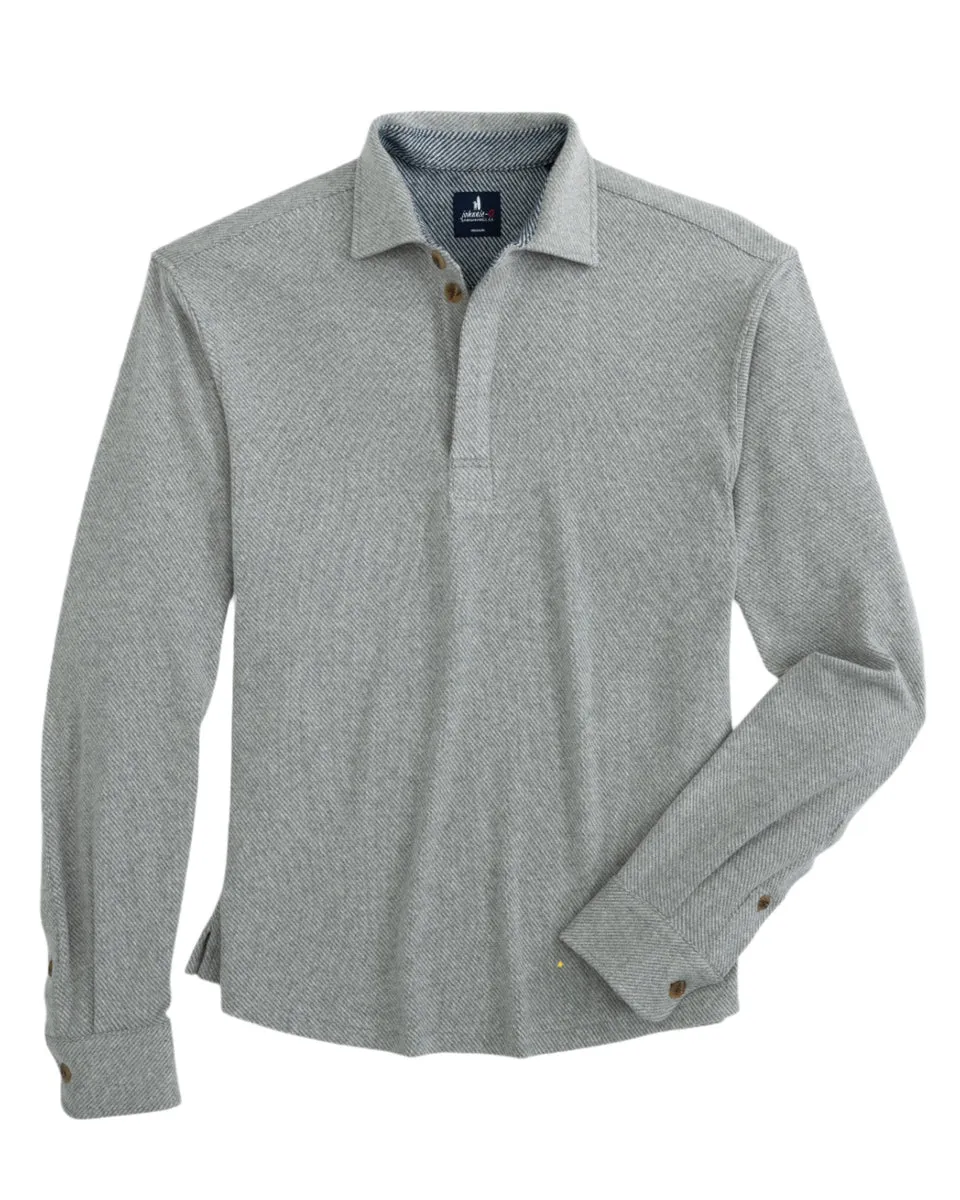 Johnnie-O Middleton Cotton Stretch Flannel Pullover in Light Gray