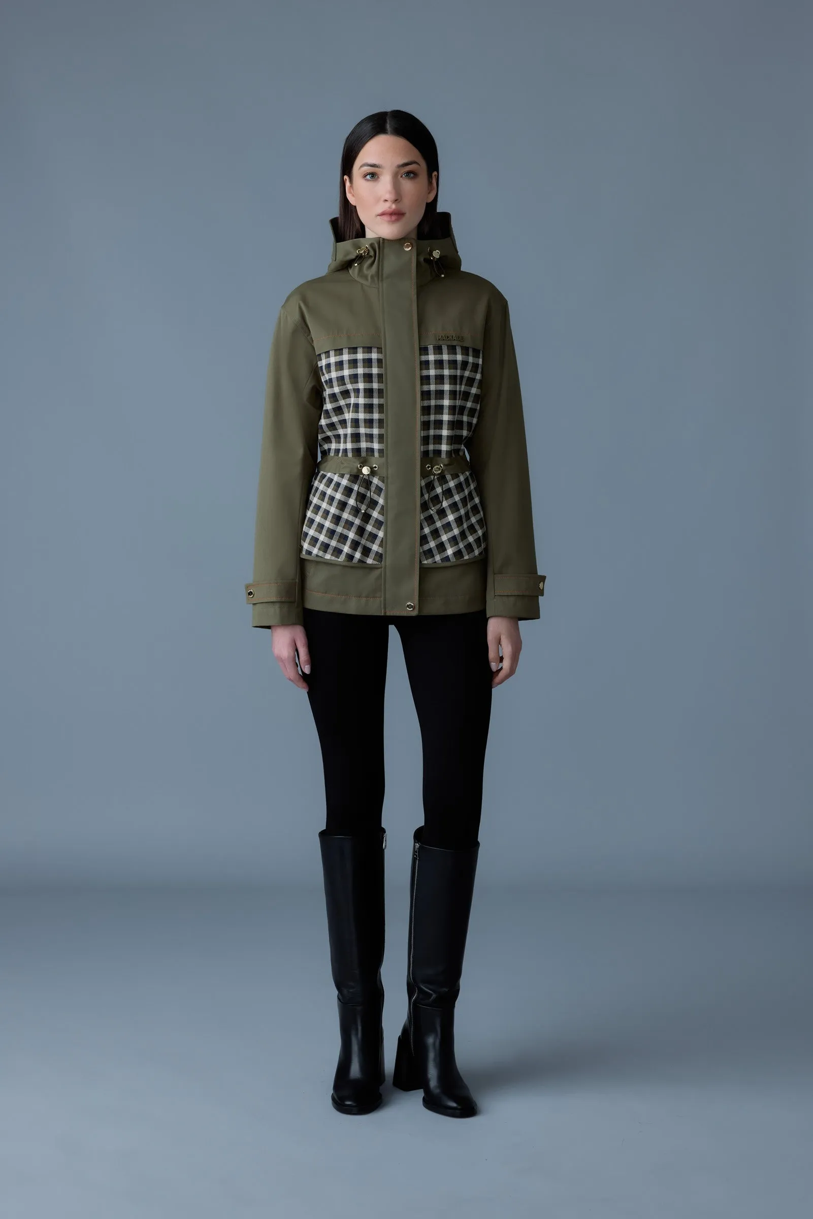 KAORI-PL Hybrid jacket with peplum and plaid detail