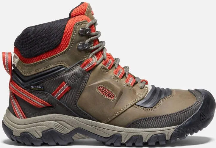 Keen Men's Waterproof Ridge Flex Boot Wide Size 10.5 In Dark Olive Ketchup