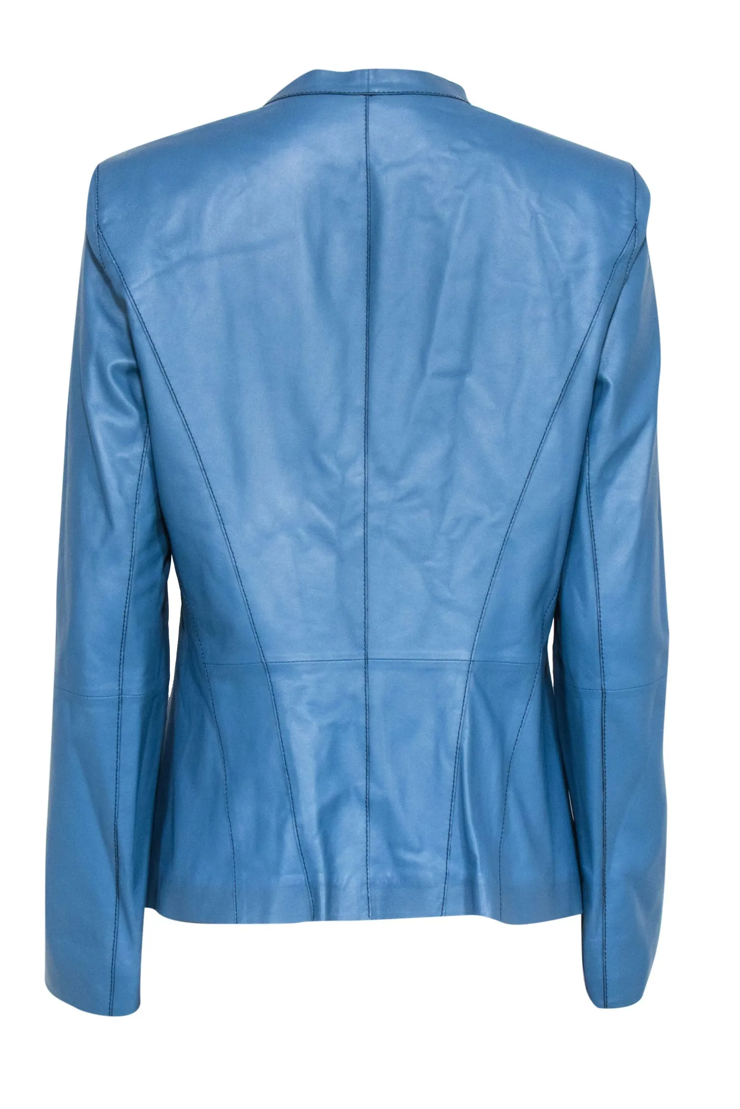 Lafayette 148 - Blue Leather Zipper Front Jacket Sz 12