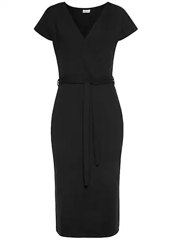 LASCANA Mock Wrap Tie Waist Jersey Dress | Grattan