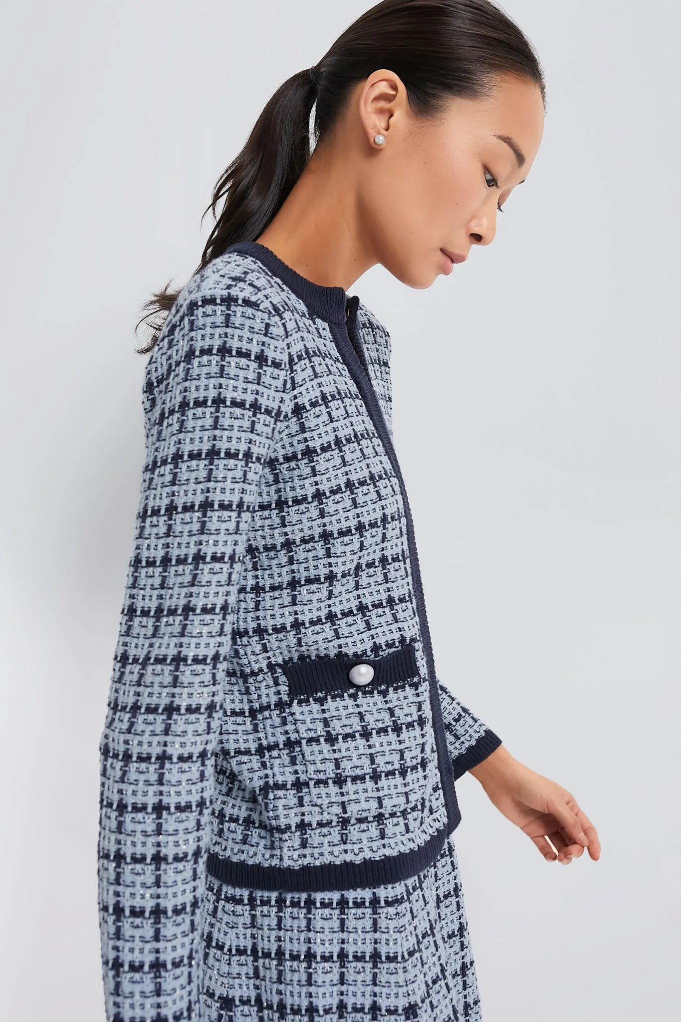 Light Chambray Braided Knit Jacket