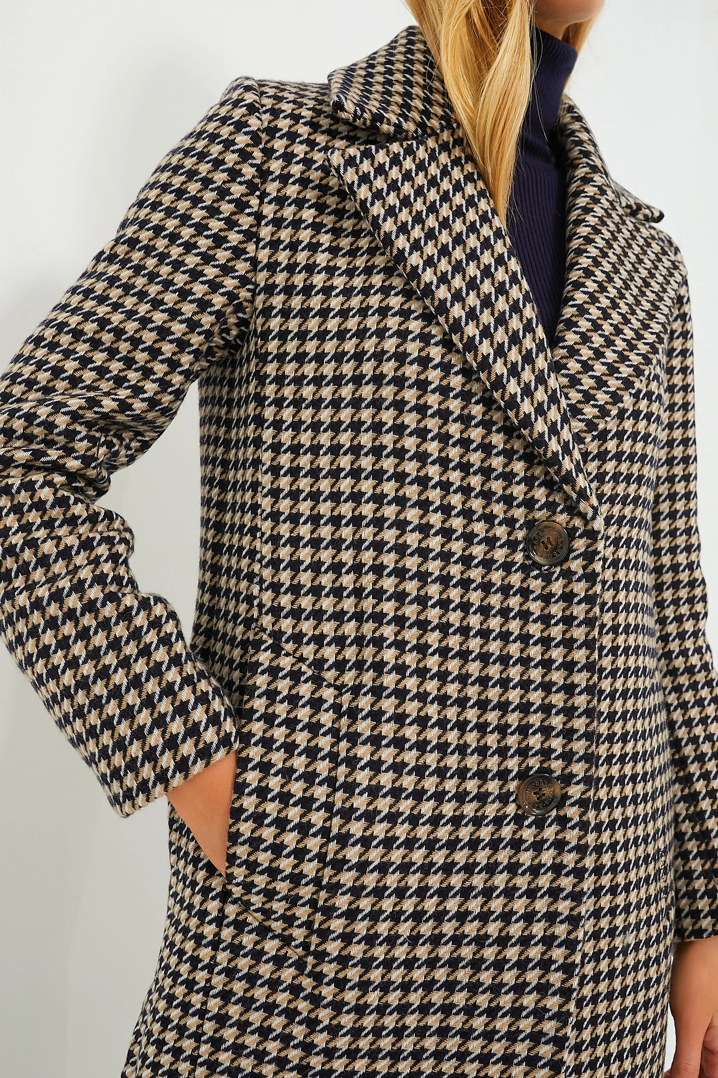 Light Fawn Houndstooth Angelina Wool Jacket