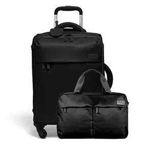 Lipault - Original Plume Spinner 55/20 Carry-On Suitcase and City Plume 24H Travel 2 Piece Luggage Set - Black