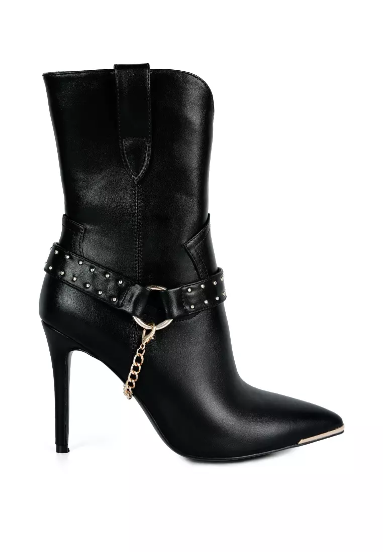 London Rag Black High Heeled Cult Ankle Boot