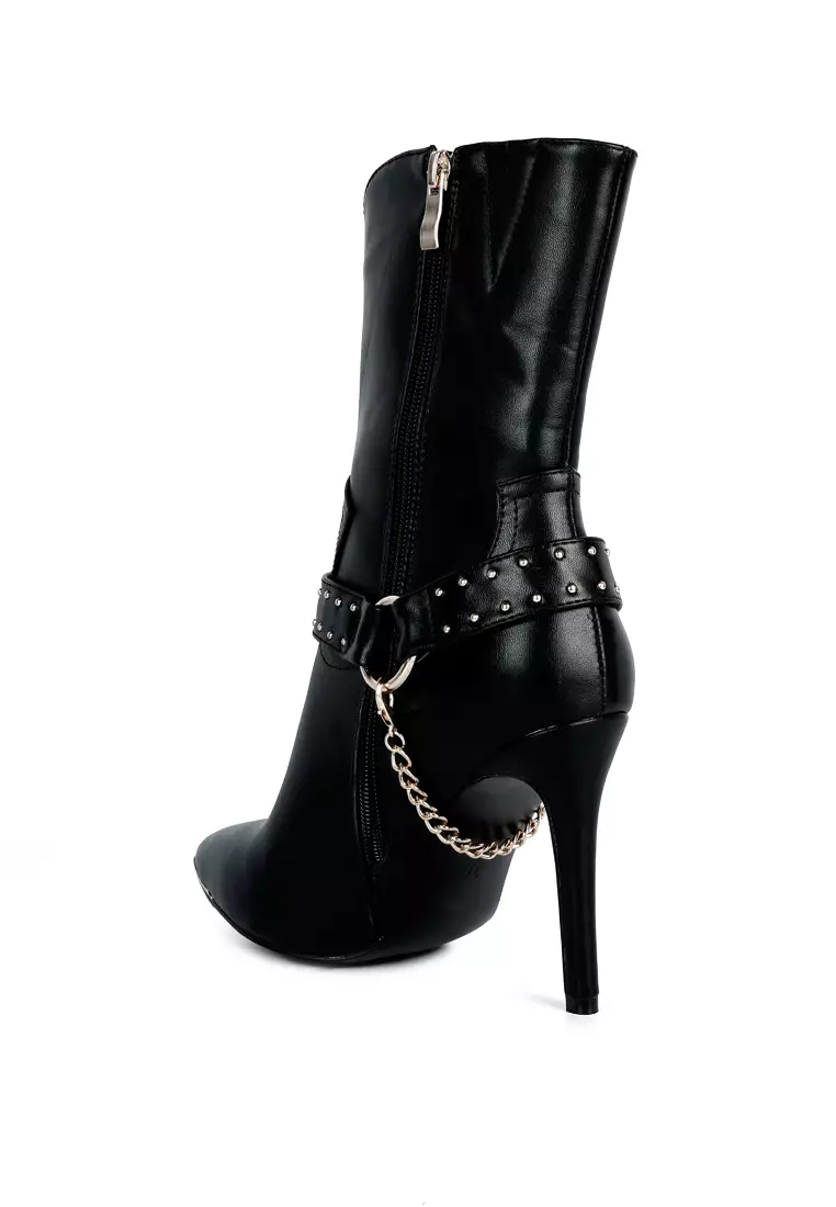 London Rag Black High Heeled Cult Ankle Boot