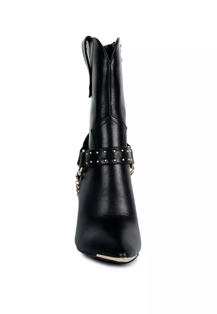 London Rag Black High Heeled Cult Ankle Boot