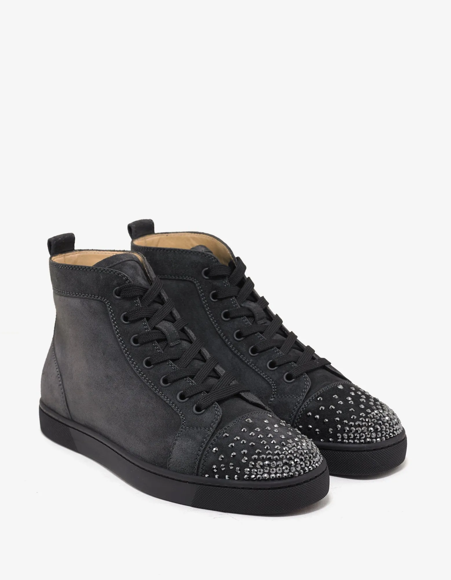 Lou Degra Charbon Suede Swarovski High Top Trainers -