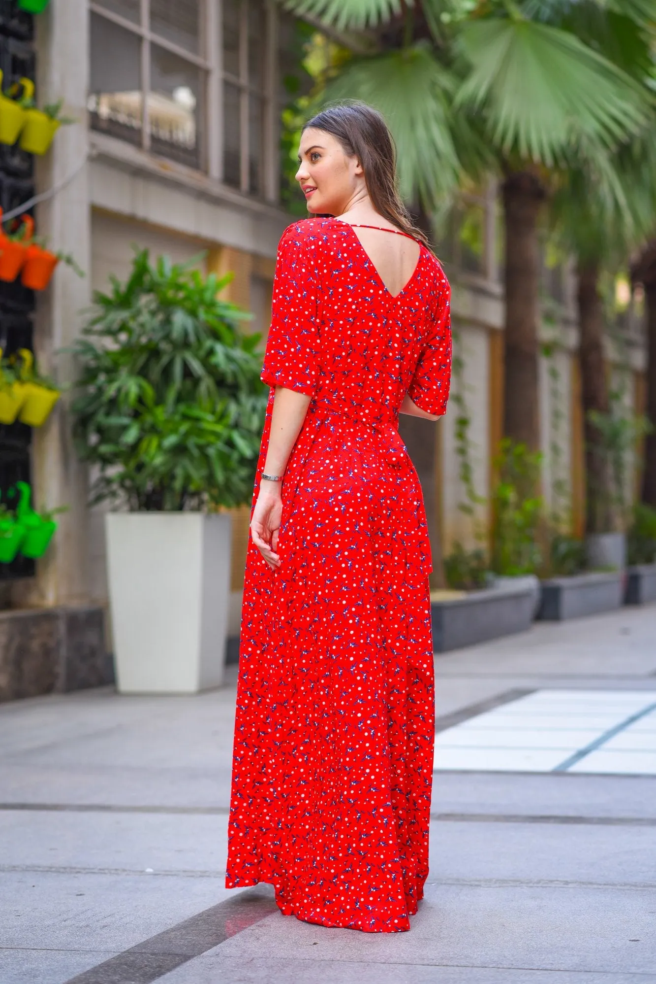 Luxe Red Floral Maternity & Nursing Wrap Dress