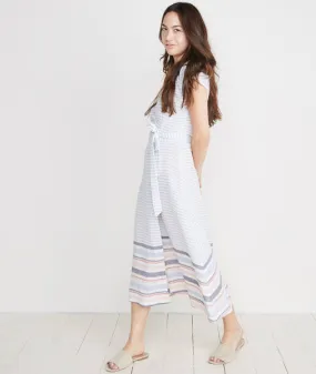 Maddie Wrap Dress in Bel Air Blue Multi Stripe