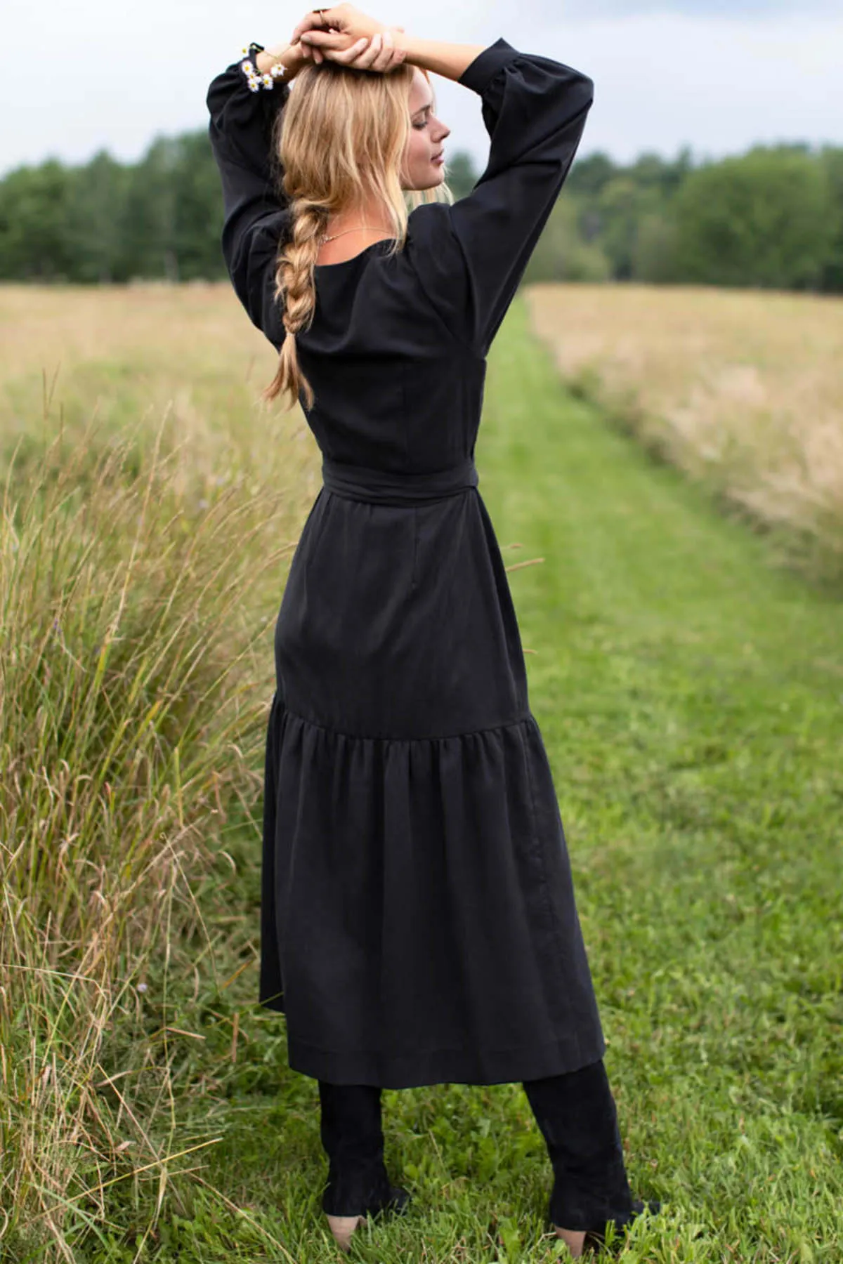 Marigot Tier Wrap Dress - Black Tencel