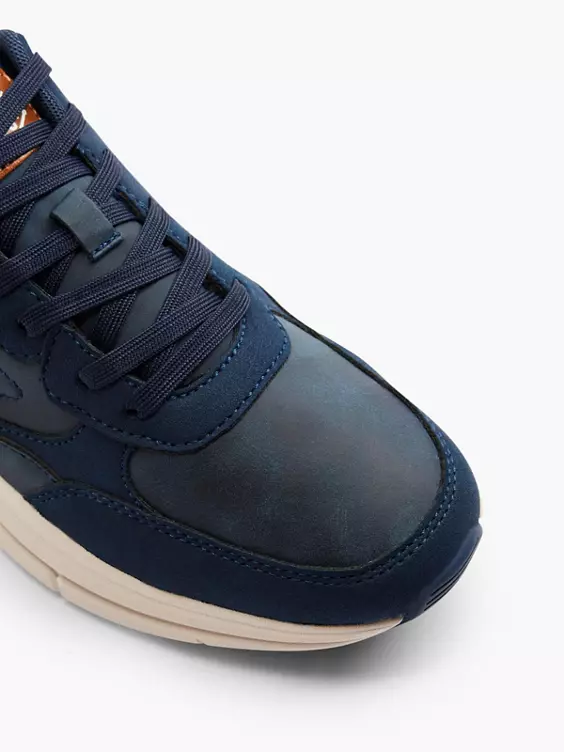 Memphis One  Navy Lace Up Casual Trainers