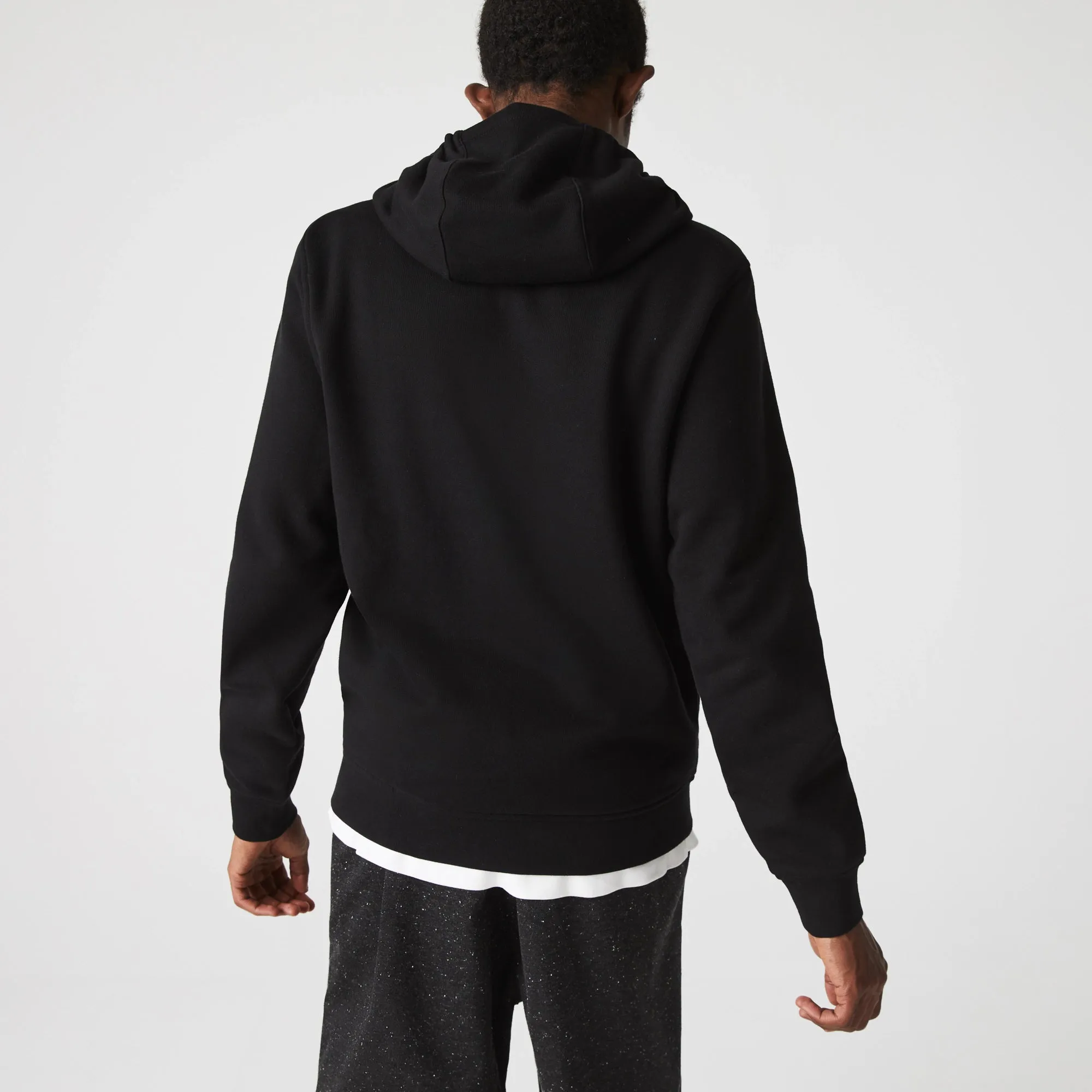 Men's Lacoste SPORT Lightweight Bi-material Hoodie Black