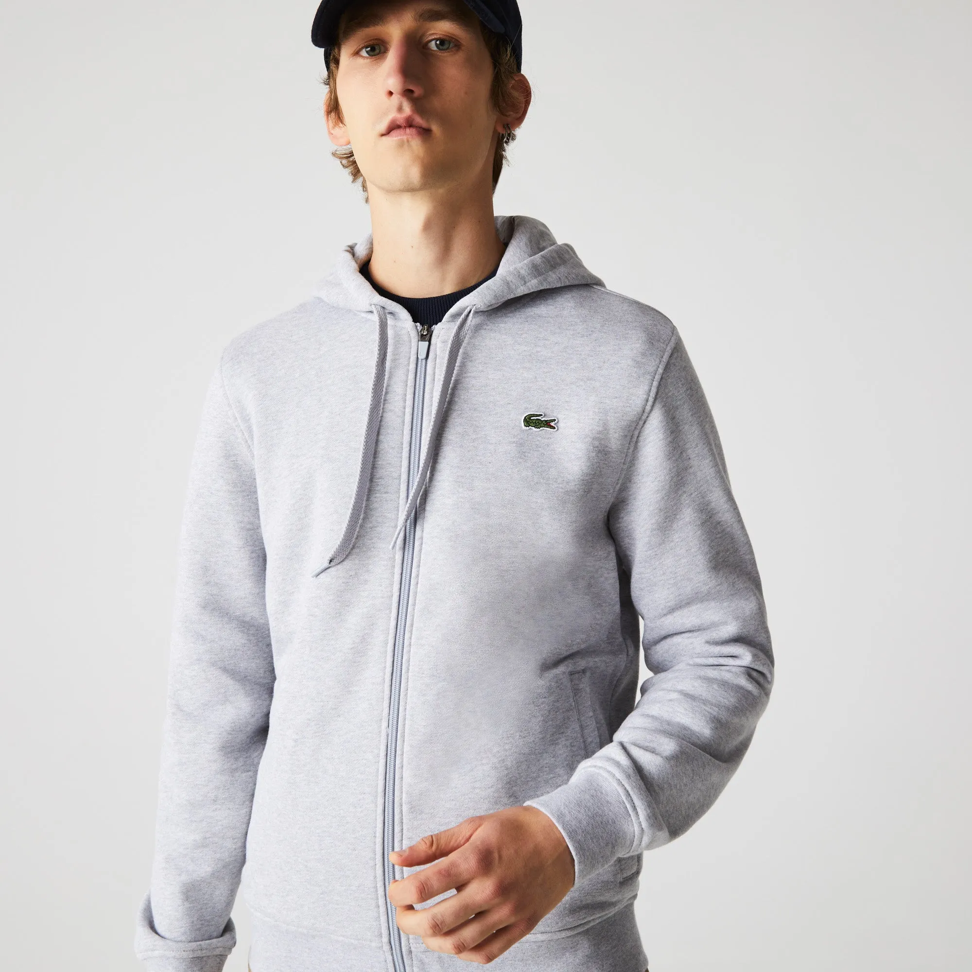 Men's Lacoste SPORT Lightweight Bi-material Hoodie Grey