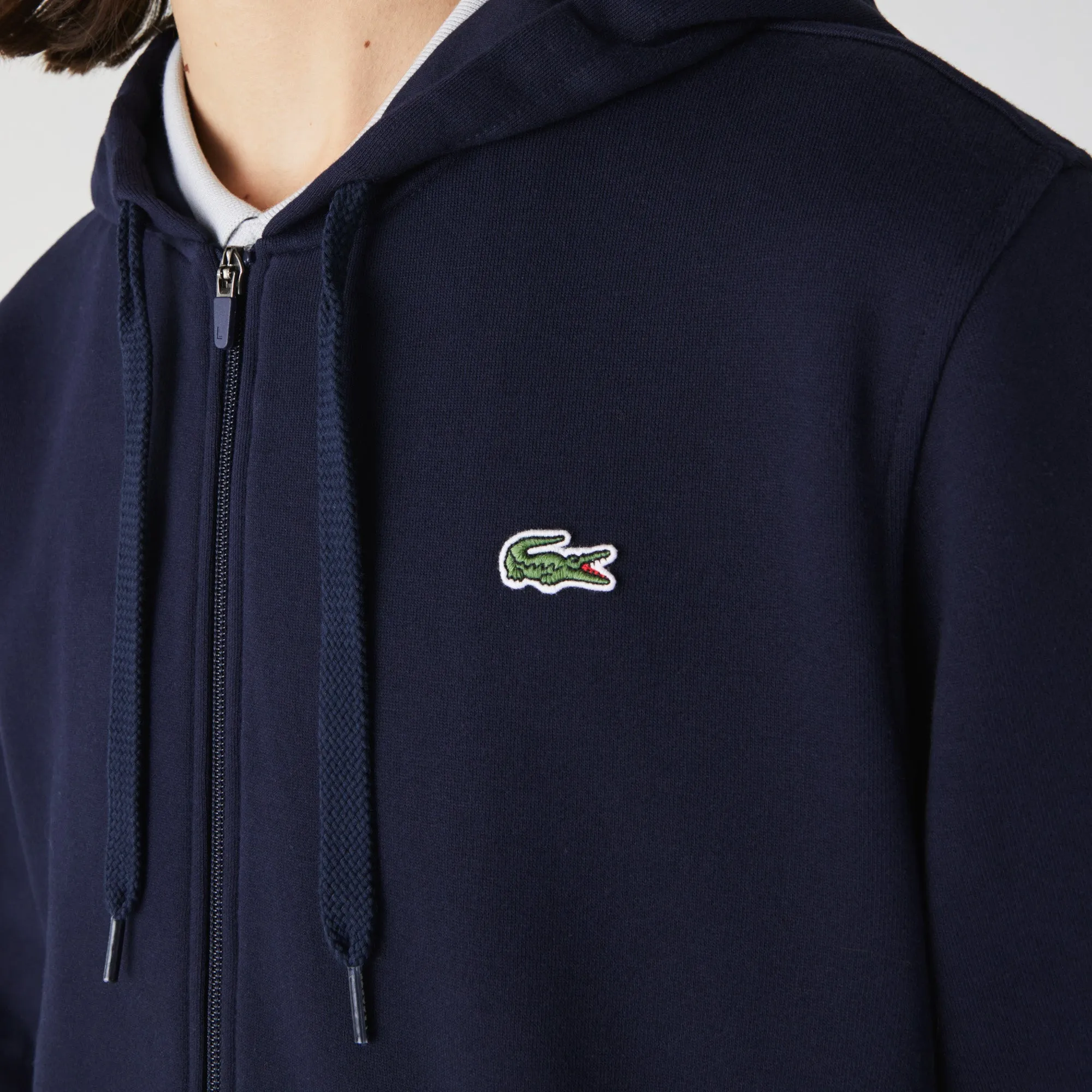 Men's Lacoste SPORT Lightweight Bi-material Hoodie Navy Blue