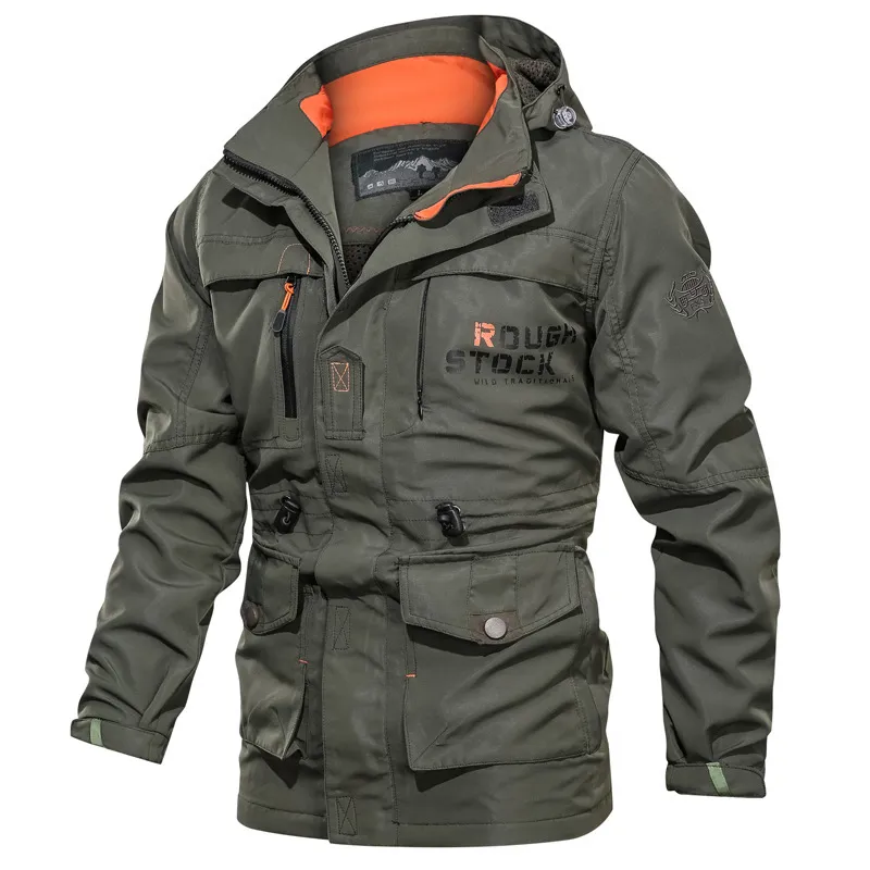 Men's Mid-length Waterproof And Oil-proof Outdoor Hooded Jacket