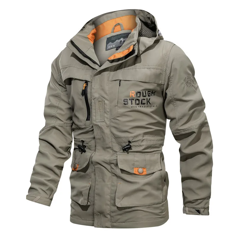 Men's Mid-length Waterproof And Oil-proof Outdoor Hooded Jacket