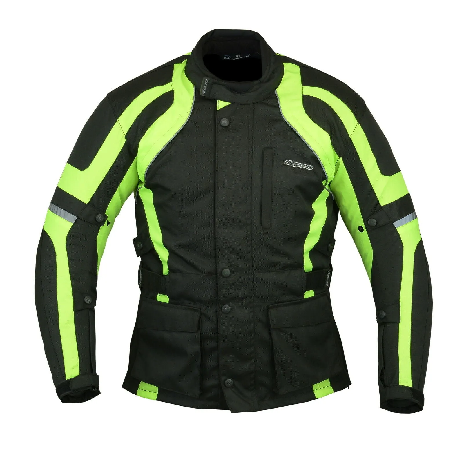 Men's Plus Size Black And Blue Waterproof Motorbike Jacket With CE Armour