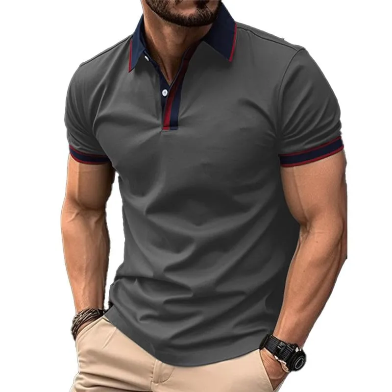 Men's Printed Lapel Short Sleeve Buttoned Pullover POLO Shirt 47950651X