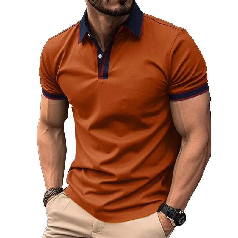 Men's Printed Lapel Short Sleeve Buttoned Pullover POLO Shirt 47950651X