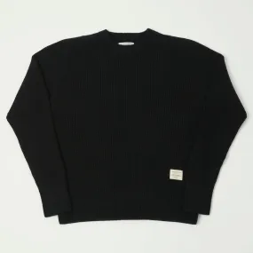 Merz b. Schwanen LOCC02 Ribbed Knit Crew Neck Pullover - Deep Black