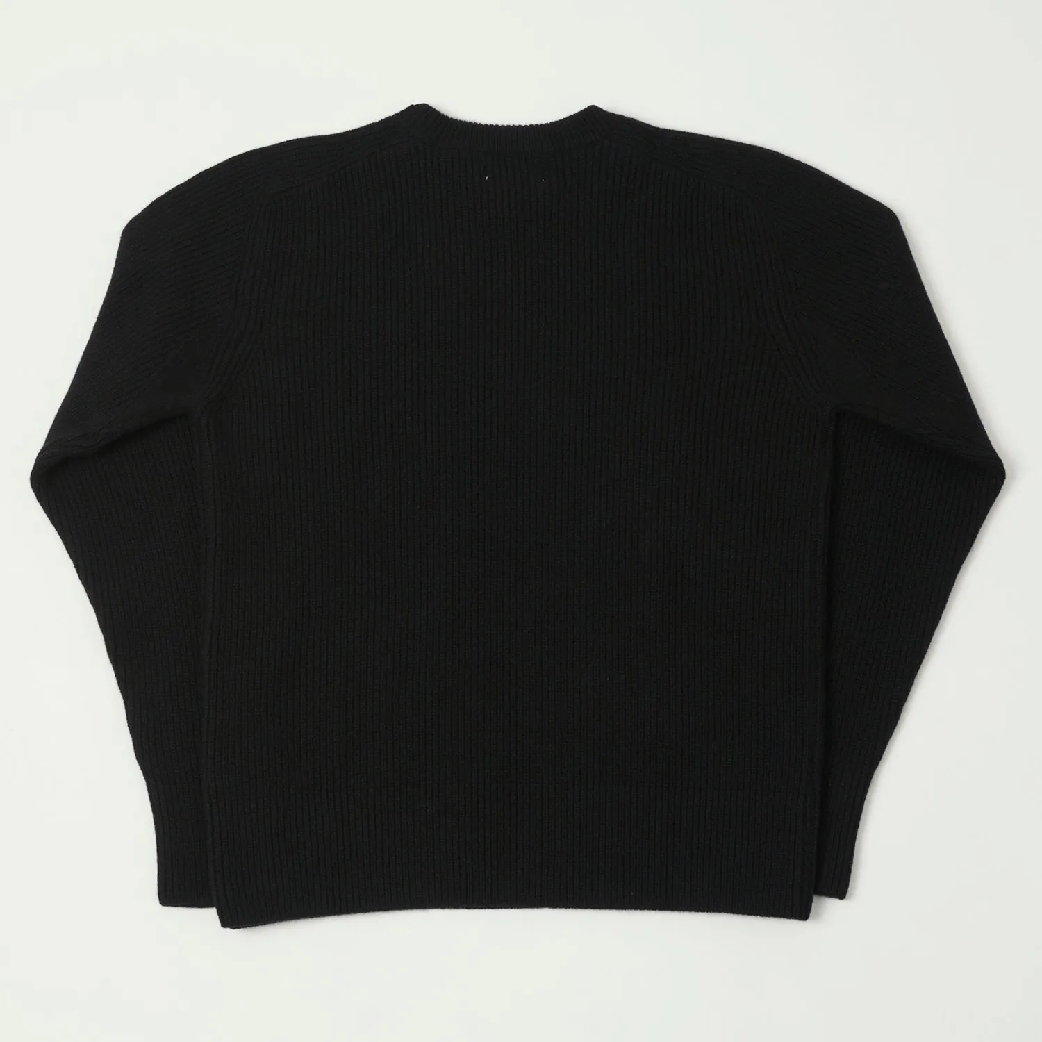 Merz b. Schwanen LOCC02 Ribbed Knit Crew Neck Pullover - Deep Black