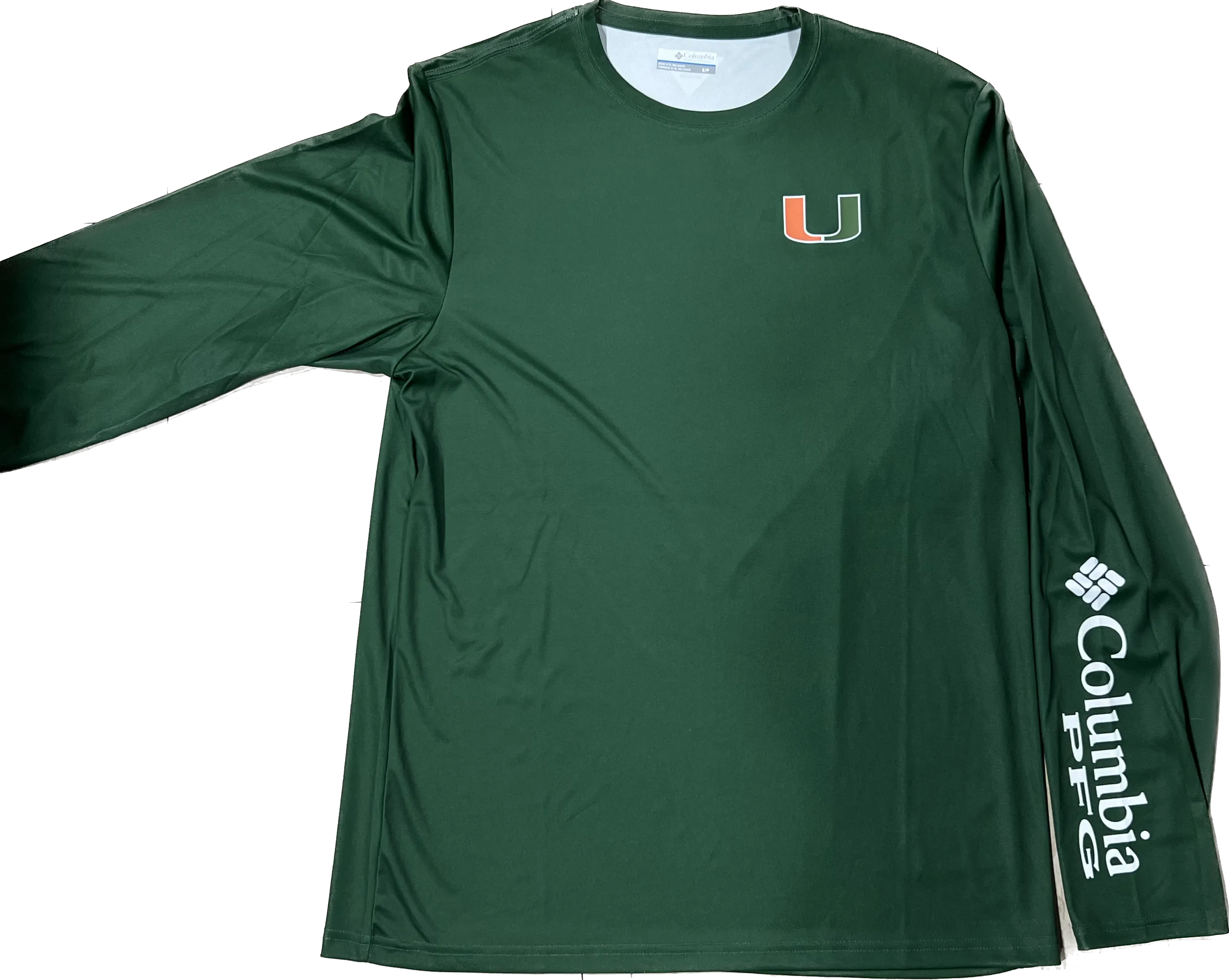 Miami Hurricanes Columbia Terminal Tackle Fish Flag L/S T-Shirt - Green