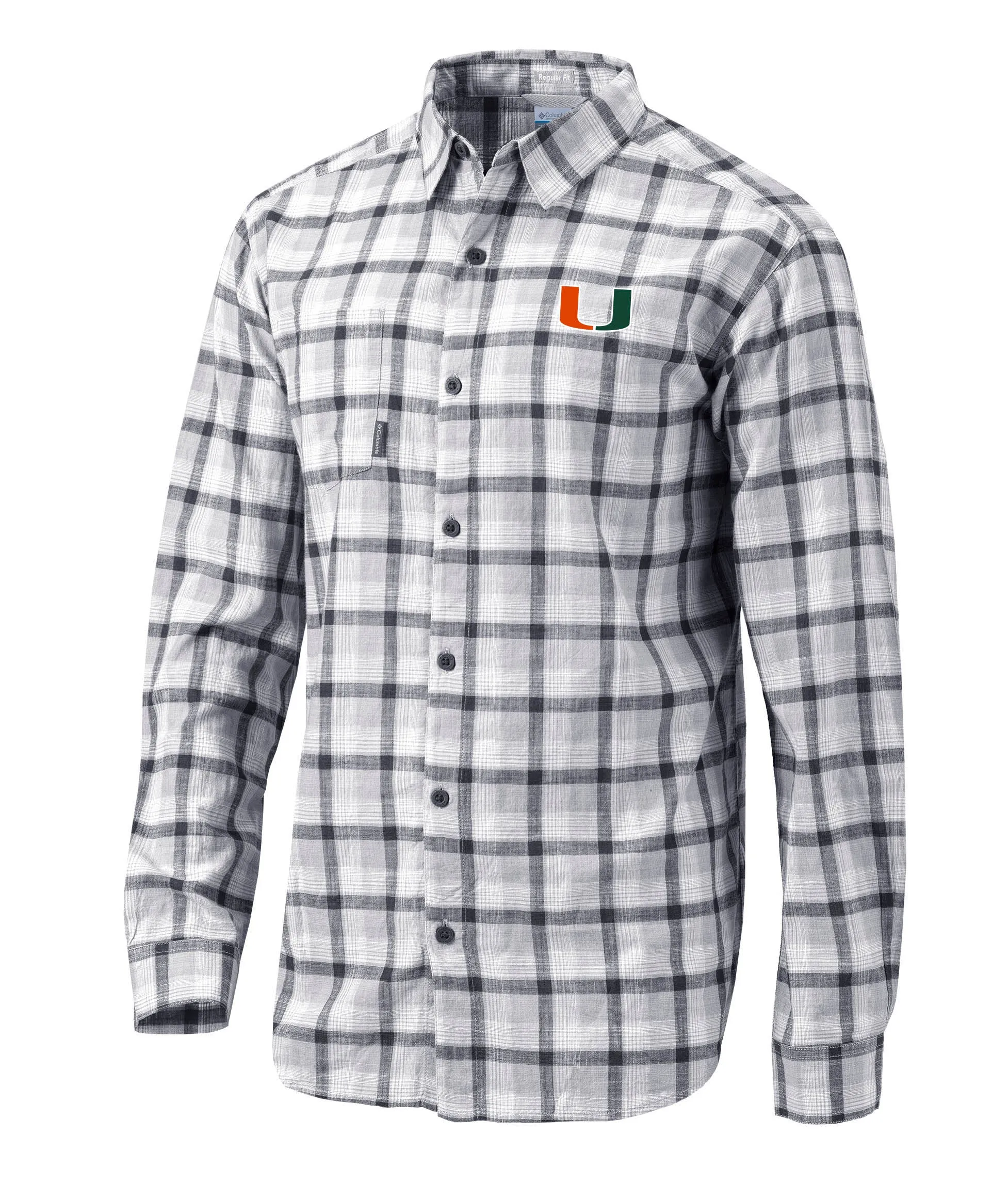 Miami Hurricanes Columbia Under Exposure L/S Shirt - Plaid