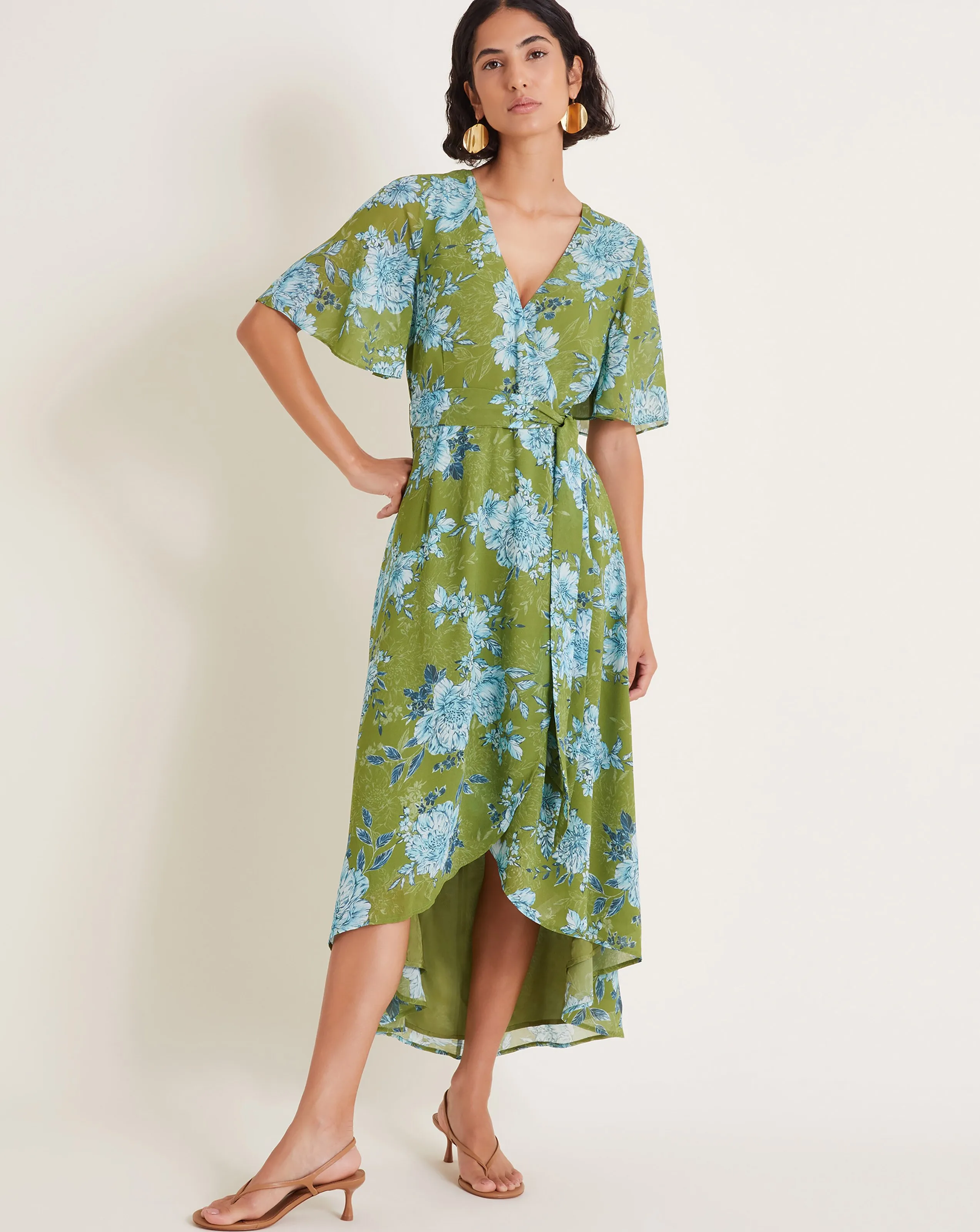 Monsoon Eva Floral Wrap Midi Dress