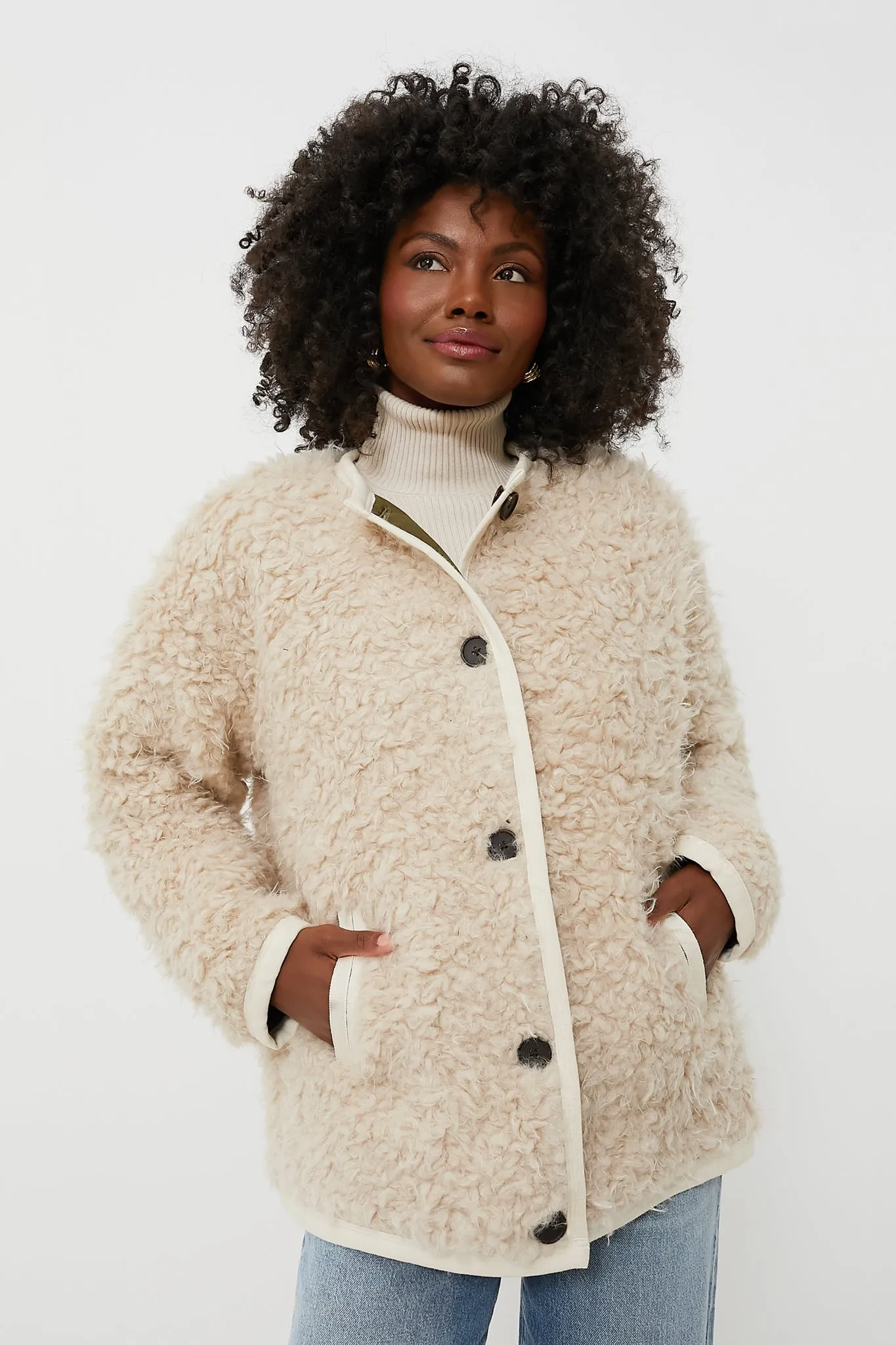 Natural and Olive Reversible Polar Bear Jacket