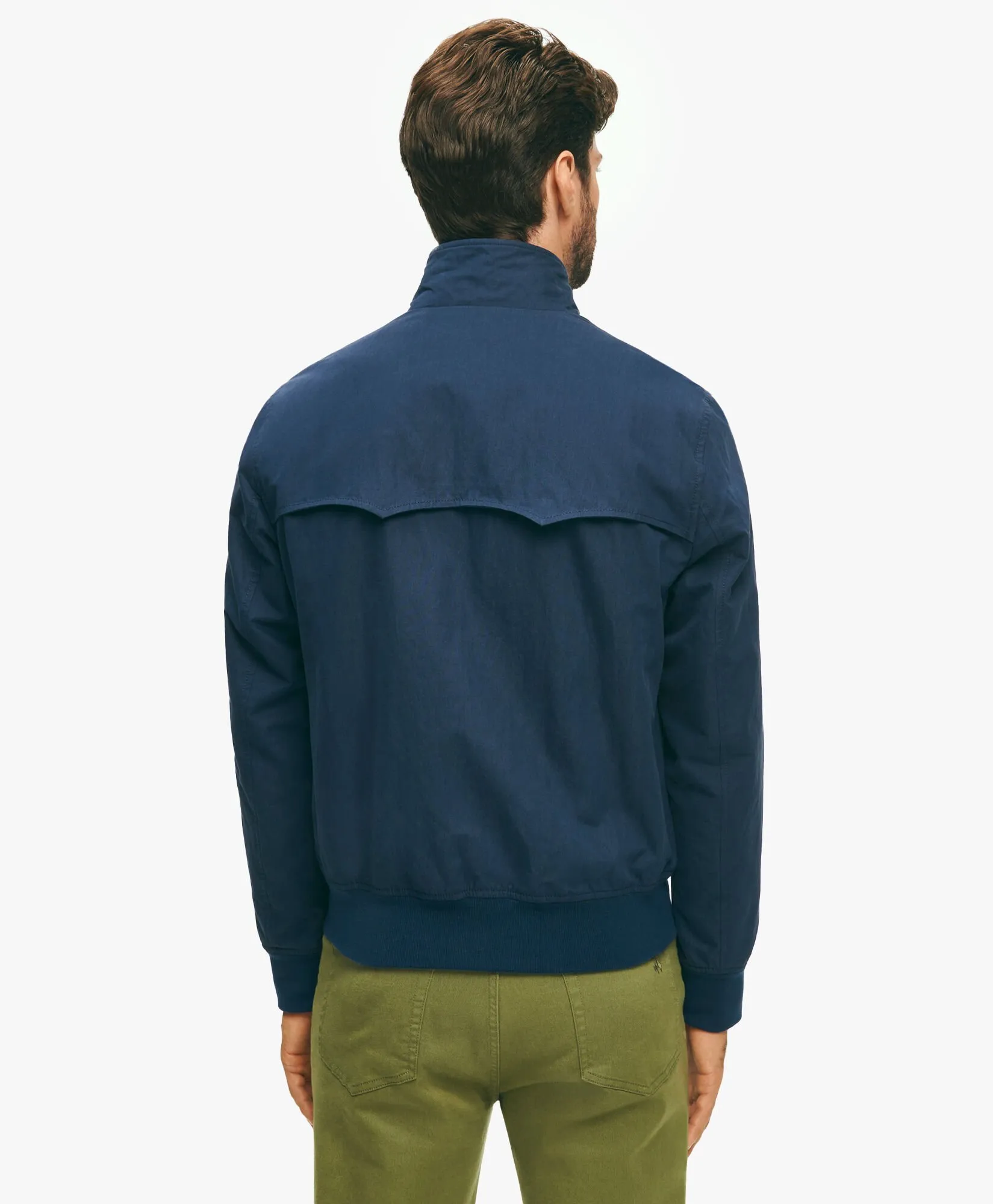 Navy Harrignton Jacket in Cotton Blend in Navy for Men | Brooks Brothers® UK