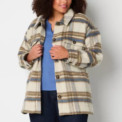 new!a.n.a Plaid Midweight Plus Shirt Jacket