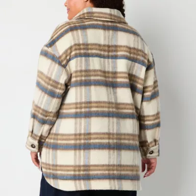 new!a.n.a Plaid Midweight Plus Shirt Jacket