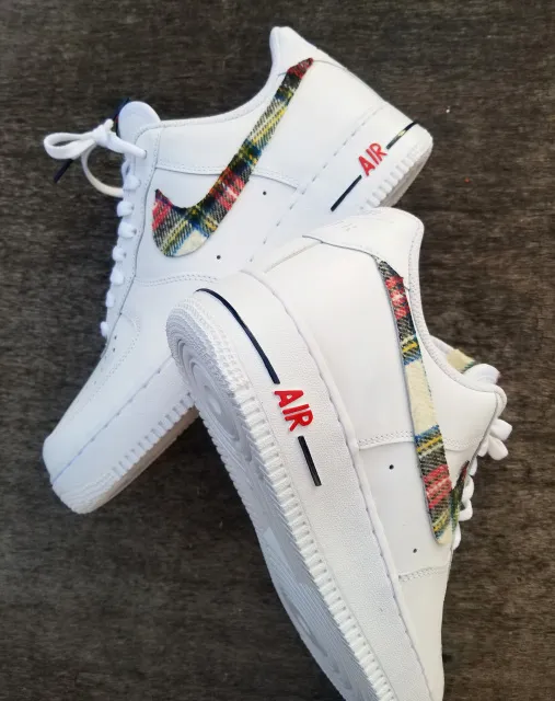 Nike Air Force 1 all white low  'Flannel' edition / with custom insoles