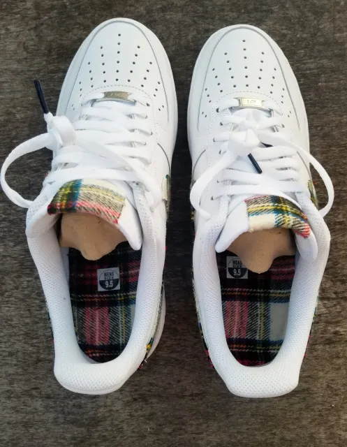 Nike Air Force 1 all white low  'Flannel' edition / with custom insoles