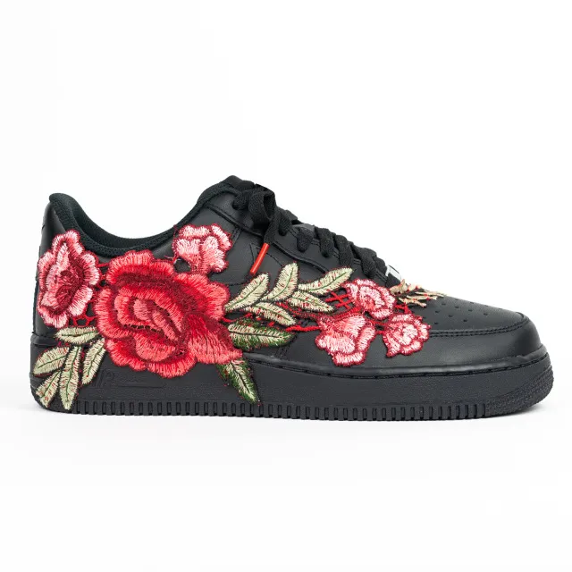 Nike Air Force 1 Black Custom ' Red Rosebush' Edition