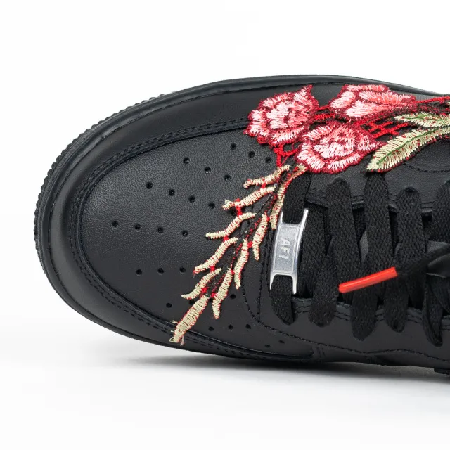 Nike Air Force 1 Black Custom ' Red Rosebush' Edition