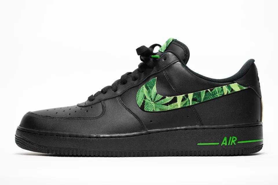 Nike Air Force 1 Black Custom 'Kushies' Edition w/ Custom Insoles