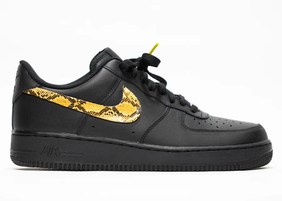 Nike Air Force 1 Black Custom 'Yellow Pythons' Edition