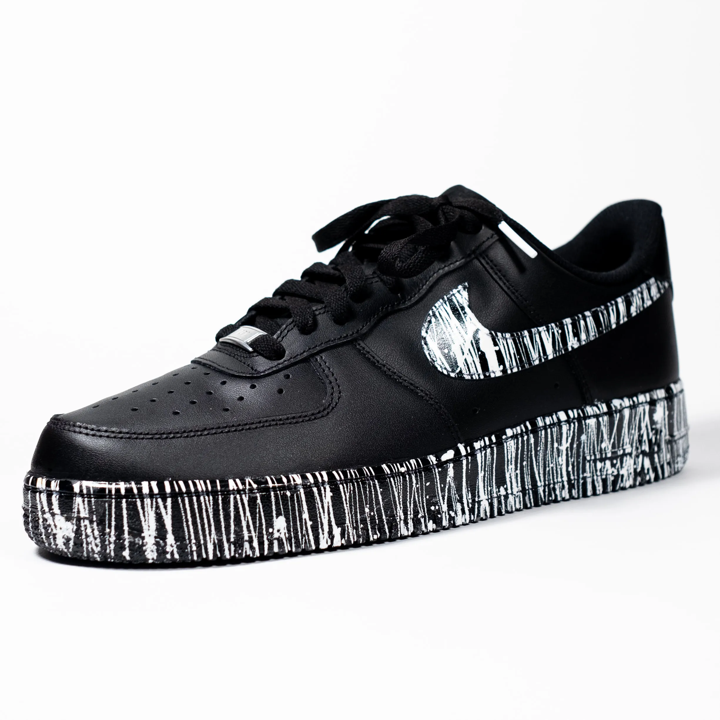 Nike Air Force 1 Black Custom 'Zebra' Splattered Edition