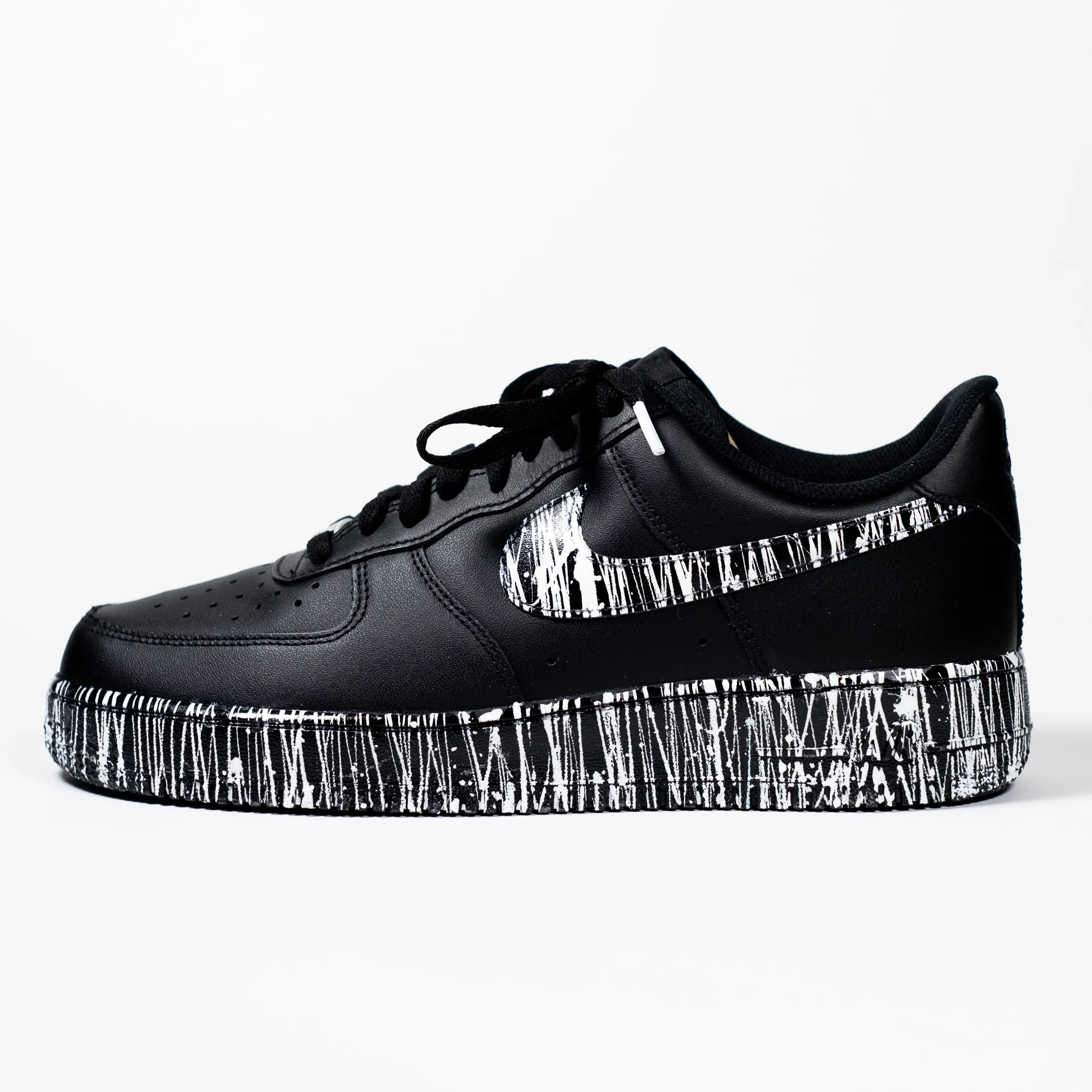 Nike Air Force 1 Black Custom 'Zebra' Splattered Edition