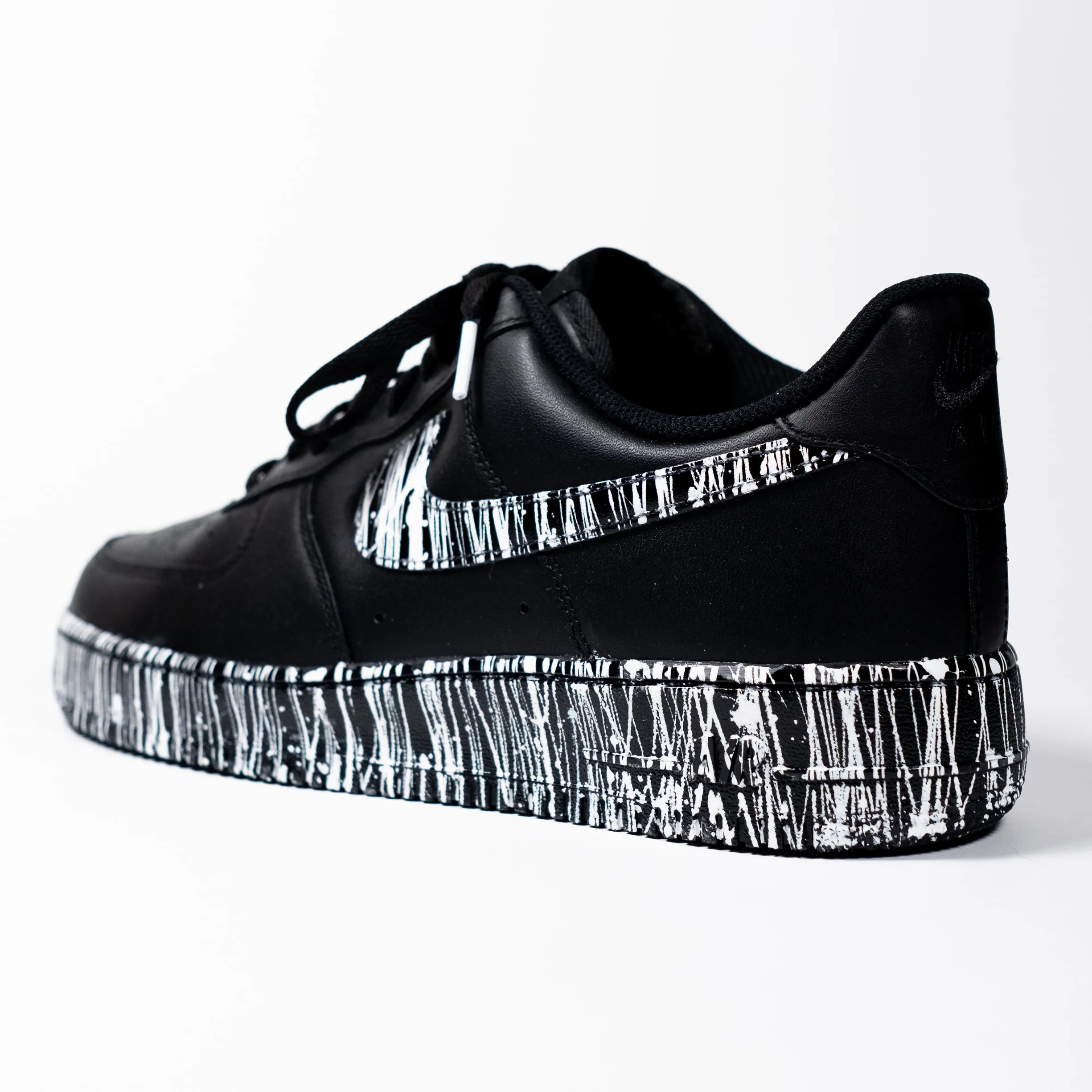 Nike Air Force 1 Black Custom 'Zebra' Splattered Edition